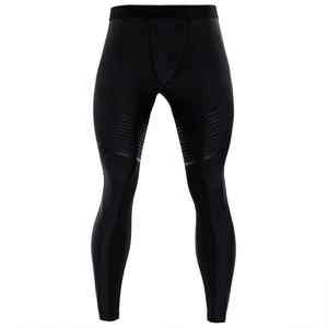 Men's Black Full Length Compression Pants Mid Waist Seamless Four-Way Stretch Anti-Bacterial Spandex <b>Yoga</b> <b>Leggings</b> - Product Image 6
