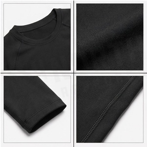 Women's Long Sleeve Crew Neck Solid Black <b>Sweat</b>-Wicking Yoga <b>Top</b> Seamless Polyester Sportswear - Product Image 5