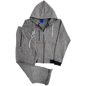 Conjunto Deportivo Unisex Gris, Sudadera con Capucha y Cierre de Cremallera, Pantalones Deportivos de Color Sólido, Transpirable, Peso Medio, para Otoño - Product Image 2