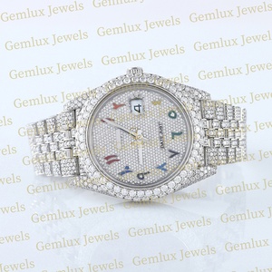 Probador de diamantes Pass de calidad superior, fecha automática, esfera árabe arcoíris D VVS, reloj de Hip Hop con diamantes de moissanita completamente helado para hombres - Product Image 2