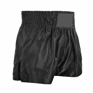 Shorts de boxe unisexes noirs, coupe classique, respirants, en polyester, impression par sublimation, logo personnalisé, vêtements de sport, taille adulte, OEM ODM - Product Image 3