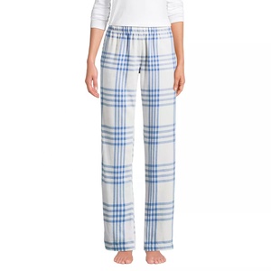Pantalones de Pijama de Franela con Estampado a Cuadros Azul Claro para Mujer, Tendencia Actual, Tallas Grandes, Suaves, Transpirables, de Color Claro, con Cintura Elástica - Product Image 2