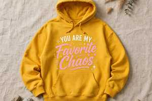 เสื้อสเวตเชิ้ตมีฮู้ดสีดำสำหรับผู้หญิง ลาย You Are My Favorite Chaos ผ้าฝ้าย 100% มีกระเป๋าหน้า ใส่ได้ในฤดูหนาว - Product Image 2