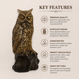 Sculpture murale en métal SHUBHAM en forme de hibou, imitation antique, décoration animale pour jardin et maison - Product Image 5