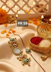 Beautiful Kashmiri Watch and Rakhi Pair for Raksha Bandhan, Traditional Handcrafted Festive Gift Combo <b>Set</b> - Product Image 2