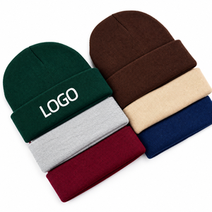 Knitted Custom Logo Cuffed Knit Beanie <b>Hats</b> Wholesale Ribbed <b>Winter</b> Beanies Unisex Warm Stretchy Knitted Caps - Product Image 1