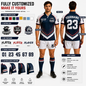 Conjunto de Uniforme de Rugby al por Mayor, Jersey y Pantalones Cortos con Logotipo del Club Bordado Personalizado, Ropa Deportiva Transpirable, Proveedor de Kits Deportivos OEM, Kit de Exportación XL - Product Image 5