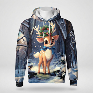 Sweat-shirt de Noël à sublimation motif cerf mignon pour homme, coupe régulière, style décontracté, tricoté, pour garçons - Product Image 1
