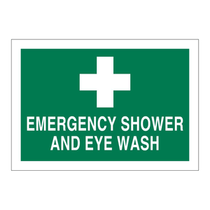 Señal de Ducha de Emergencia y Lavaojos Brady para Montar en la Pared, de Aluminio Reflectante de Alta Visibilidad para Laboratorios - Product Image 1