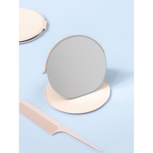Ivory Cover Vanity <b>Mirror</b> with Stand Round Shape - Product Image 1