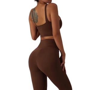 GC 2Pcs/Set Reversible Breathable Threaded <b>Seamless</b> Yoga Suit Sports Bra <b>Leggings</b> Peach Hip Trousers Fitness Yoga Sets Women - Product Image 2