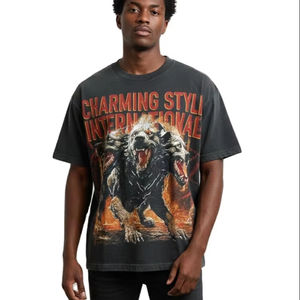 Camiseta de Manga Corta de Verano Rough Play We Are the Streets, de Algodón de Alta Calidad, con Estampado Directo con Tinta Blanca, Diseño de Diamantes - Product Image 1