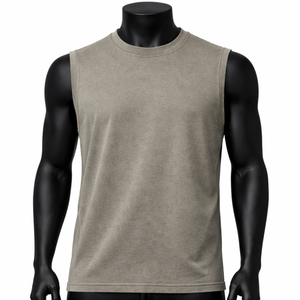 Men <b>Sleeveless</b> Tank <b>Top</b> Solid Color Minimalist Premium Cotton Casual Eco-Friendly Quick Dry Streetwear Gym Fitness Muscle Shirt - Product Image 1