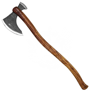Tomahawks à double lame, tête en acier carbone forgé à la main, manche en bois, style Viking barbu, qualité DIY, pour abattage et camping, OEM ODM, direct usine - Product Image 1