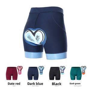Shorts de vélo en spandex tricoté bleu marine respirant couleur unie pour femme, coupe ajustée élastique et sportive - Product Image 2