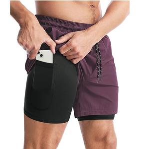 Novedad 2026: Pantalones Cortos de Gimnasio para Hombre, Morados, de Malla, para Correr, por Debajo de la Rodilla, Doble Capa, Transpirables - Product Image 1