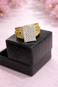 Cut Diamond Engagement Ring Pave <b>Set</b> <b>Square</b> Shape 925 Sterling Silver Iced Cluster Ring Hip Hop Wedding & Anniversary Jewelry - Product Image 3