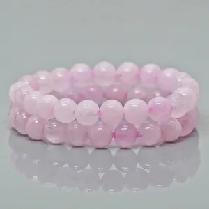 Dyed Rose Quartz 8mm Smooth Round AA Grade Gemstone Beads <b>Stretch</b> <b>Bracelet</b> Healing Jewelry Wholesale - Product Image 6