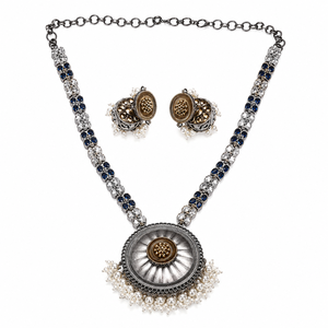 Wholesale Vintage Royal <b>Disc</b> Pendant Set Alloy Antique Gold Silver Plated Bohemian Floral Design Crystal Rhinestone Women's - Product Image 5