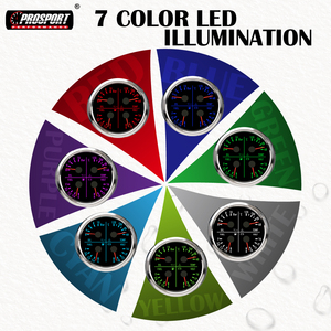 เกจวัดอเนกประสงค์ 4 in 1 ขนาด 80 มม. 3-1/8 นิ้ว 7 สี ไฟฟ้า 12V หน้าปัดสีดำ ไฟ LED สีขาว IP67 สำหรับยานยนต์และเรือ ทำจากสแตนเลส 316 - Product Image 6