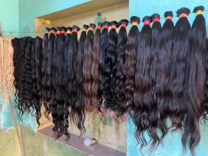 Extensiones de Cabello Humano Remy Indio Doble Trama Cosida a Máquina Negro Natural a Granel para Tejer - Product Image 3