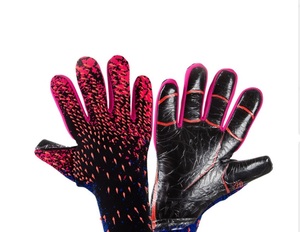 Football Goalkeeper Gloves Full Finger Sheepskin Leather PU Material Non-Slip Breathable Quick Drying Adjustable Wrist <b>Strap</b> - Product Image 3