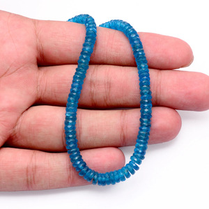 AAA+ Apatite 4mm-6mm Faceted Heishi <b>Spacer</b> Bead Natural Neon Blue Apatite Semiprecious Gemstone Wheel Rondelle Beads For Jewelry - Product Image 3