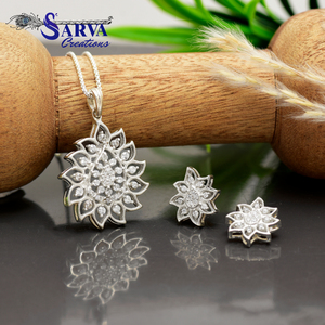 Ensemble de bijoux en argent sterling 925 plaqué or avec moissanite de luxe, collier et boucles d'oreilles, cadeau de mariage pour femme - Product Image 2