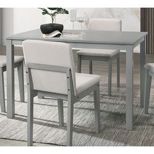 Set da Pranzo 5 Pezzi Finitura Grigia con 4 Sedie in Tessuto Beige e Tavolo da Pranzo, Arredamento per Cucina e Colazione di Rubberwo - Product Image 5