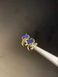 Blue Sapphire Sterling <b>Silver</b> Drop Earrings Bezel Setting Gold Plated September Birthstone Women's Jewelry for Party Occasions - Product Image 5