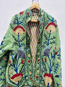 Handmade Cotton Suzani Coat Embroidered Traditional Floral Embroidery Reversible Eco-Friendly Hooded <b>Gothic</b> Plus Size Women - Product Image 2