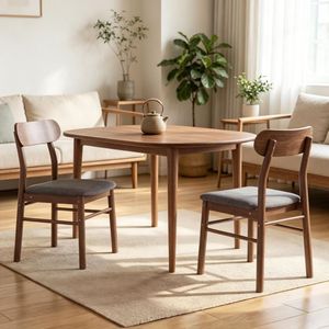 "2 Pcs Solid Wood Oak <b>Dining</b> <b>Chairs</b> with Pu Cushions for Living Rooms & Bars" - Product Image 1