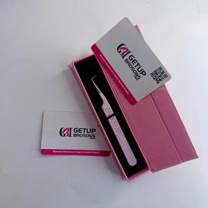 Pince à épiler professionnelle en acier inoxydable pour extensions de cils, logo personnalisé, rose, 90 degrés, forme en L, pince à épiler pour volume de cils, marque privée - Product Image 1