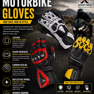 Leather Protection Full Finger <b>Touchscreen</b> Cycling Motorcycle <b>Gloves</b> Breathable Wear-Resistant Non-Slip Buckle Closure Unisex - Product Image 1