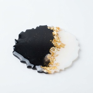 Luxury <b>Teal</b> Blue Epoxy Resin <b>Coaster</b> Set Handmade Geode Agate Style Drink <b>Coasters</b> Custom Wholesale Heat Resistant Gold Foil - Product Image 3