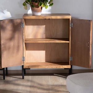 Mueble de almacenamiento Vandana Autumn Contour de madera de acacia en estilo étnico con patas de metal Geonidum - Product Image 5