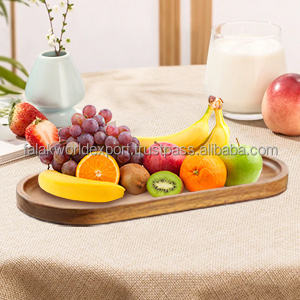 Plateau de service en bois d'acacia fait à la main artisanat en bois naturel de haute qualité pour les collations aux fruits ustensiles de cuisine pour la décoration intérieure fête Falak World - Product Image 5