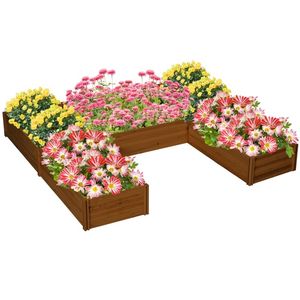 Ensemble de 5 grands bacs à plantes en bois brun pour jardin, 7,5x7,5x1 pied, pour légumes, fleurs et herbes d'extérieur - Product Image 1