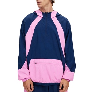 High Quality Men's Plus Size Windbreaker <b>Jacket</b> Factory Wholesale Breathable Pullover Stand Embroidery Two Tones Lightweight - Product Image 1
