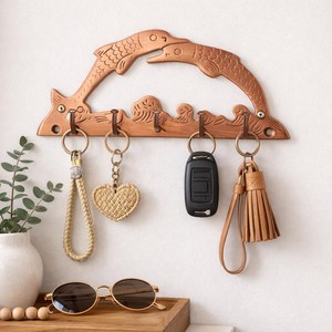SHUBHAM Framed Brass Metal <b>Wall</b> <b>Key</b> Hook <b>Rack</b> Decorative Hanging Hooks Marine Style Art Deco Home Decor Organizer - Product Image 1