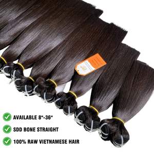 Listo para enviar 12A Super Double Drawn Raw Vietnam Sleekly SDD Bone Straight Human Hair Bundles Virgin Cutticle Aligned Hair - Product Image 6