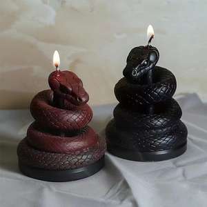 Snake <b>Shaped</b> Aromatherapy <b>Candle</b> Rose Halloween Gift Gypsum <b>Candle</b> Silicone Mold - Product Image 4