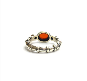 925 Sterling Silver Textured Band Three Carnelian <b>Ring</b> <b>Statement</b> <b>Ring</b> - Fine Jewelry Manufacturer Wholesale - Product Image 4