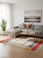 Tapis de prière/chemin de table rectangulaire en coton tissé à la main, motif floral moderne, pelucheux, lavable en machine, avec envers réversible, 950 GSM