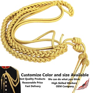Shoulder Aiguillette Mylar Gold wire <b>cord</b> Two Brass gold plated tips - Product Image 2