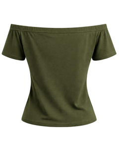 Camiseta Morada Orquídea para Mujer, Hombros Descubiertos, Manga Corta, Corte Ajustado, Informal, Verano, Algodón Suave, Fabricante OEM Personalizado - Product Image 4