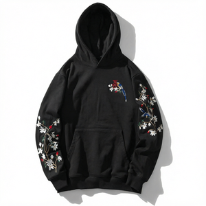 Sudadera con Capucha para Hombre, 100% Algodón, 280g, con Bordado Floral y Diseño de Pájaro, Corte Regular, Estilo Casual para Otoño - Product Image 1