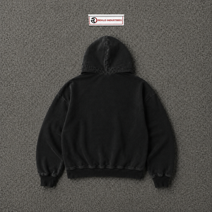 <b>Black</b> Washed Zip Up Hoodie Vintage Oversized Streetwear Hooded Jacket Acid Wash Full Zipper Relaxed Fit Casual Cotton <b>Fleece</b> - Product Image 6