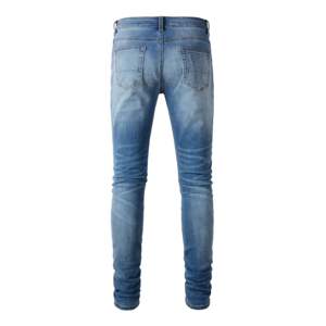 Pantalon en jean droit personnalisé pour homme – Tissu premium, motif uni, respirant, délavé, style streetwear tendance printemps – Vente en gros - Product Image 3