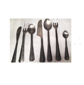 Luxury Black Twisted Handle 5-Piece Stainless Steel Cutlery <b>Set</b> <b>Knife</b> Fork Spoon Artistic Design Dishwasher Safe Mirror Polish - Product Image 2